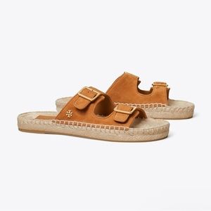 Tory Burch TWO BAND FLAT ESPADRILLE SLIDE - size 7